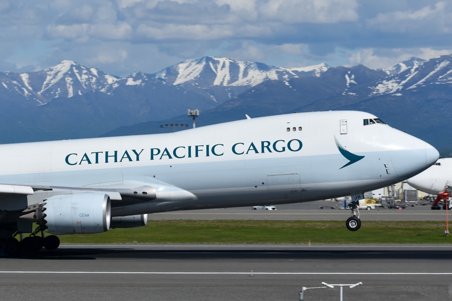 Wide-body air freighter on the runway